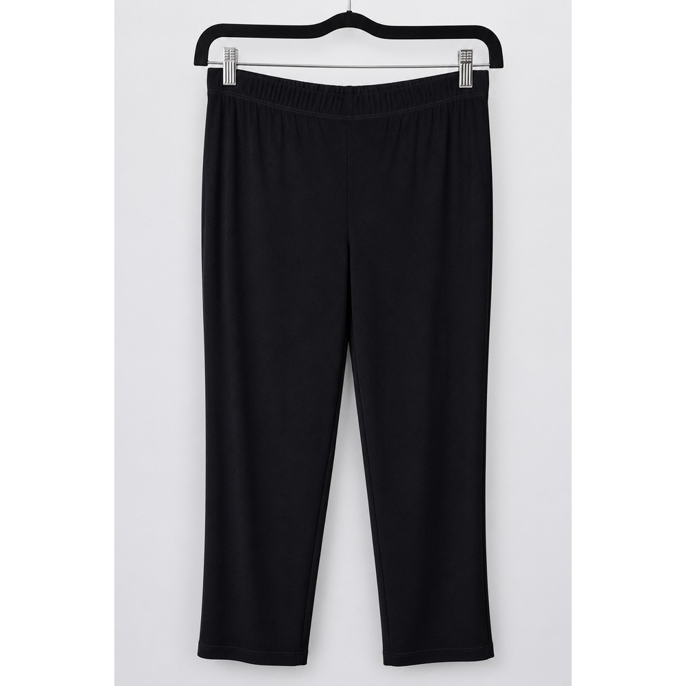 Chico's Travelers Black Pull On Straight Leg Pants Large Petite/2P Stretch Knit